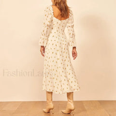 Three-Quarter Ruffle Floral Dress