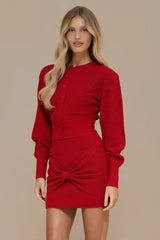 Single Breasted Knit Sweater Bodycon Skirt Skirt Set
