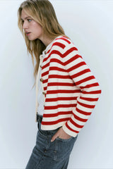 Striped Slim Fit Knit Cardigan