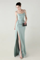 Satin Spaghetti Strap Mermaid Party Dress