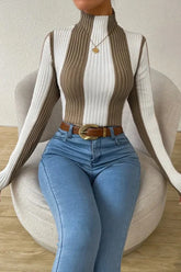 Classic Black White Vertical Stripe Knit Top