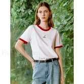 Animal Embroidery Contrast Cotton T-Shirt