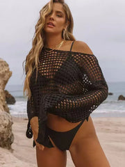 Knitted Hollow Out Slit Cut Cover Up