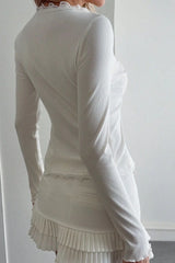 Lace Detail Long Sleeve Knit Top