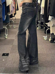 Washed Low Waist Flare Jeans