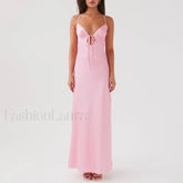 Tie Front Backless Cami Maxi Dress