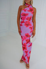 Dani One Shoulder Maxi Dress-Purple Multi