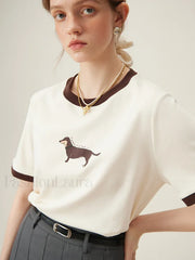 Animal Print Loose Cotton Round T-Shirt