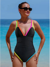 Spliced Contrast Backless One Piece