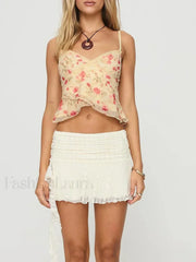 Lace Patchwork Mesh Crop Top