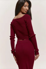 V-Neck Knit Crop Top Sweater Dress