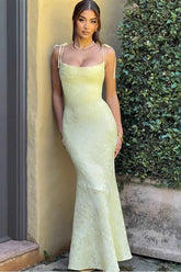 Solid Sash Backless Mermaid Formal Dress