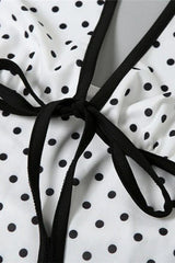 Floral Print Polka Dot Backless Tie Maxi Dress