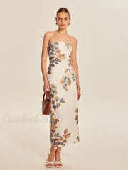 Floral Print Strapless Dress