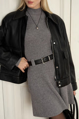 Thick Knit Turtleneck Sweater Dress