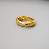 Polished Brass 18K Gold Zirconia Index Ring