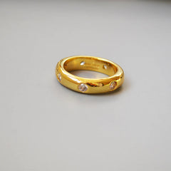 Polished Brass 18K Gold Zirconia Index Ring