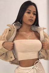 Elastic Spaghetti Strap Solid Corset Tube Top