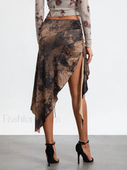 Tassel Wrap Asymmetric Midi Skirt