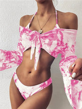 Tie-Dye Halter Beach Bikini Three Piece Set