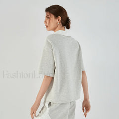 Lapel Combed Cotton Casual T-Shirt