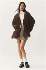 Sheer Ruffle Knit Cardigan