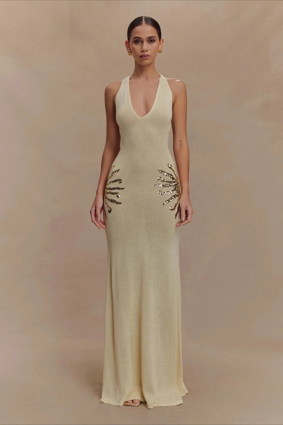 Elegant U Neck Solid Sweater Dress