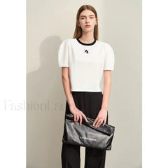 Spliced Mutton Sleeve T-Shirt