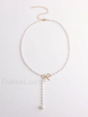 Pearl Bow Knot Pendant Necklace
