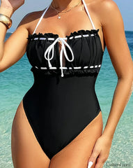 Solid Hollow Push Up Backless One Piece