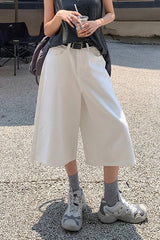 White High Waist Cropped Wide Leg Jeans