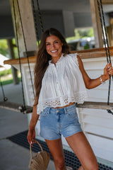 Ansley Eyelet Top-White