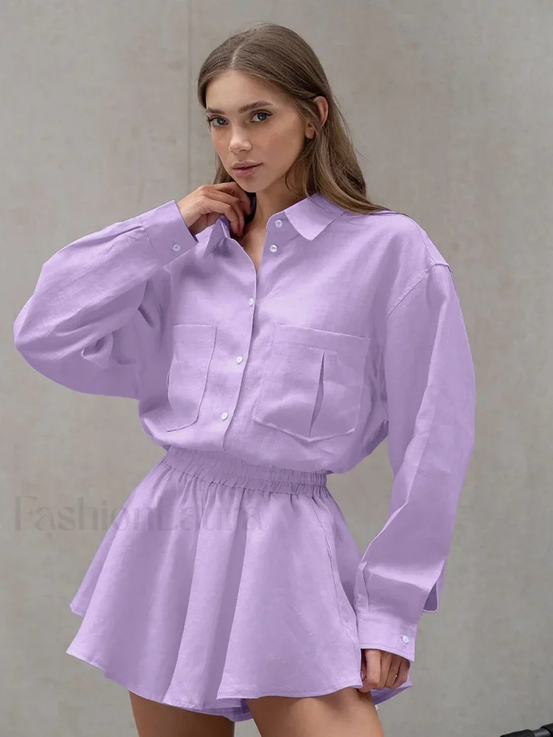 Winter Long Sleeve Shorts Two Piece Set