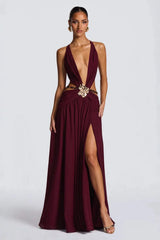 Elegant Metal Trim Bodycon Vacation Dress