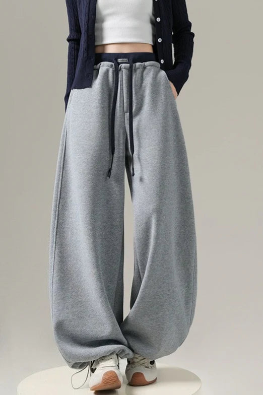 Fleece Lined Draped Curved Knit Pants