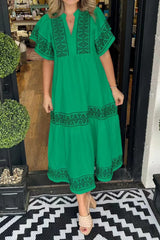 Printed Loose Fit Midi Boho Dress