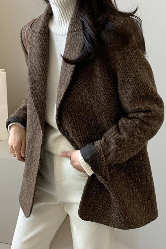 Wool Blend Solid Color Blazer