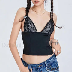 Mesh Spaghetti Backless Crop Top