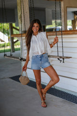 Ansley Eyelet Top-White
