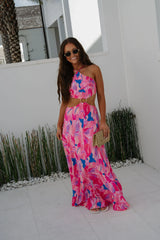 Citrus Ring Maxi Dress-Pink