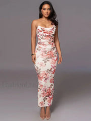 One-Shoulder Bodycon Floral Dress
