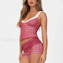 Hit Color Slim Shorts Two Piece Set