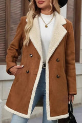 Suede Wool Blend Mid Length Overcoat