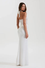 Halter Mesh Panel Maxi Dress