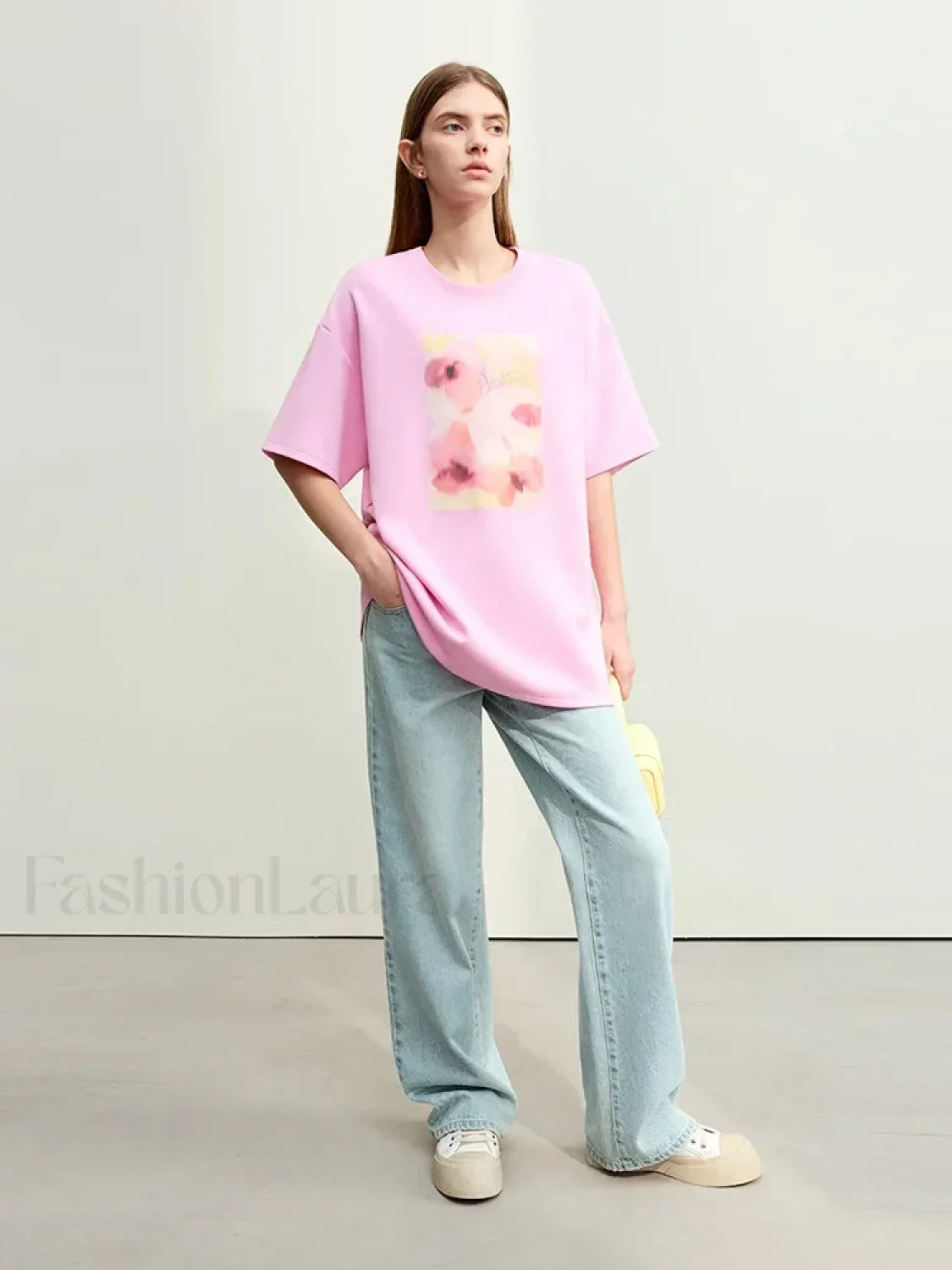 Flower Print Drop Sleeve T-Shirt