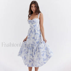 Strapless Bodycon Midi Floral Dress