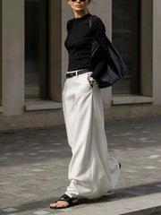 Solid Pleated Graceful Maxi Skirt