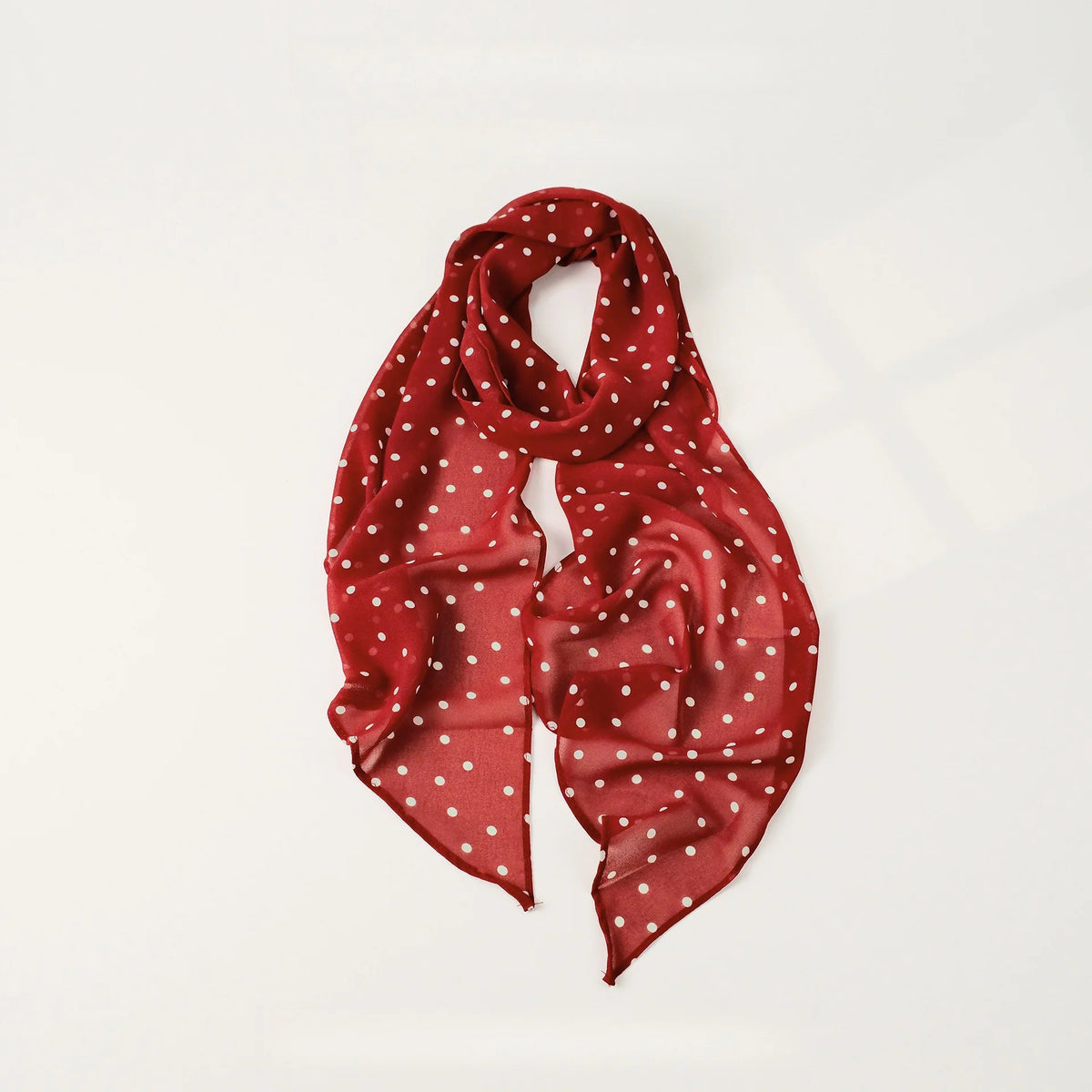 Polka Dot Pearl Chiffon Long Thin Scarf