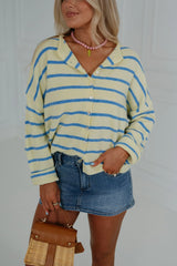 Cabana Striped Cardigan-Yellow