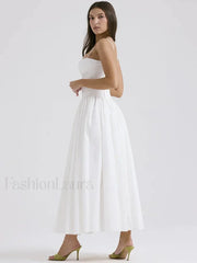 White Spaghetti-Strap Midi Dress